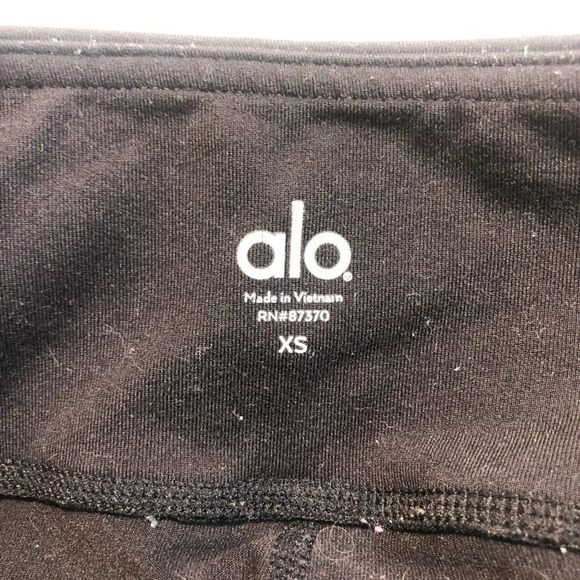 Alo Yoga Black Mesh Shine Mid Rise Cropped Compression Athletic Leggings XS - Picture 7 of 8